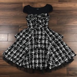 H & R Layered Plaid Tartan Rockabilly Pinup Dress